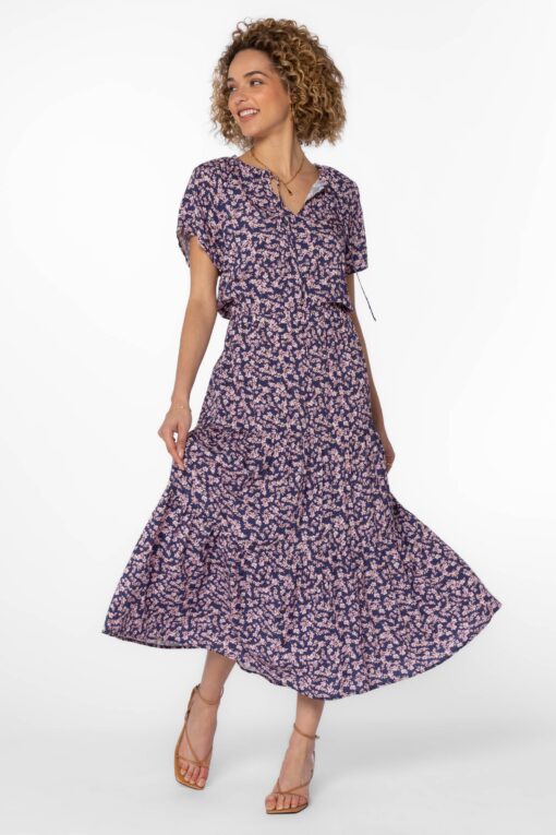Navy Pink Floral Dress